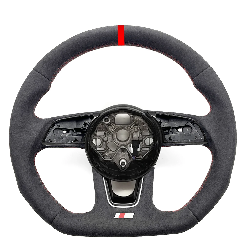 Full suede red stitching multifunctional steering wheel, suitable for Audi A3 8Y