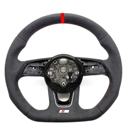 Full suede red stitching multifunctional steering wheel, suitable for Audi A3 8Y