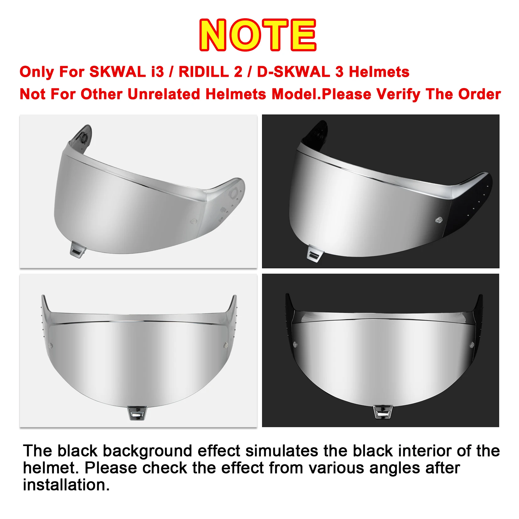 Motorcycle Helmet Visor for SKWAL I3 RIDILL 2 D-SKWAL 3 - Tinted Visor Motorbike Helmet Face Shield Accessories Replacement