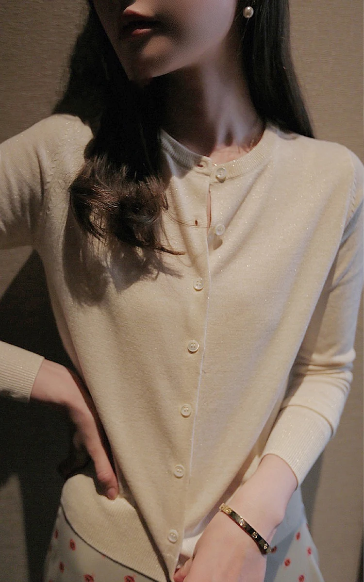 2024 New Women Cashmere Cardigan sweater Autumn and Winter Cashmere Knitted Loose O-Neck cashmere Cardigan  Female