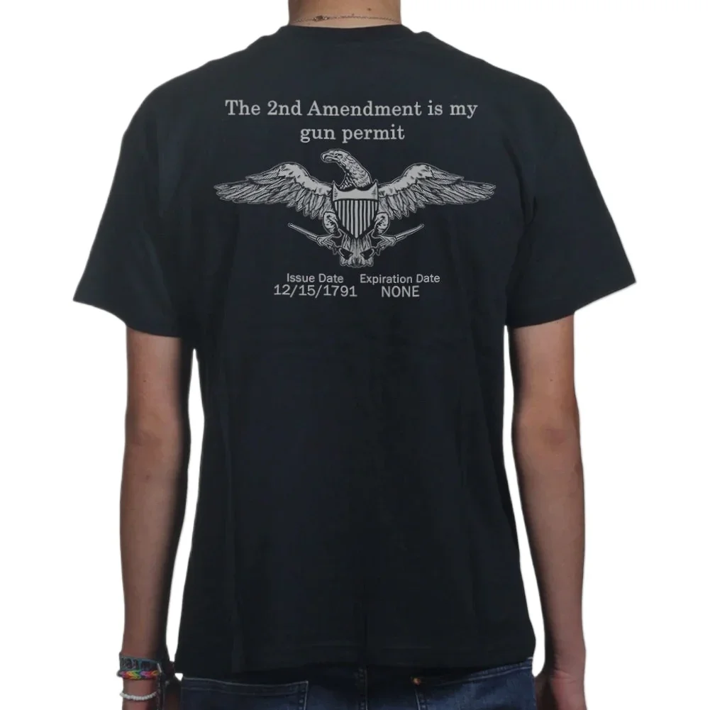 The 2nd Amendment Is My Gun Permit T-Shirt 100% Cotton O-Neck Short Sleeve Summer Casual Mens T-shirt Size S-3XL