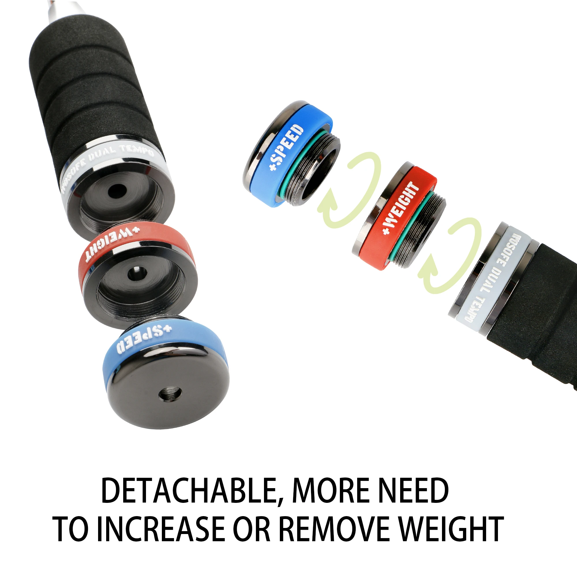 Golf Swing Training Aid Spring Sound Golf Swing Stick Detachable Weight Rings Golf Practice Tool for Tempo Speed Strength