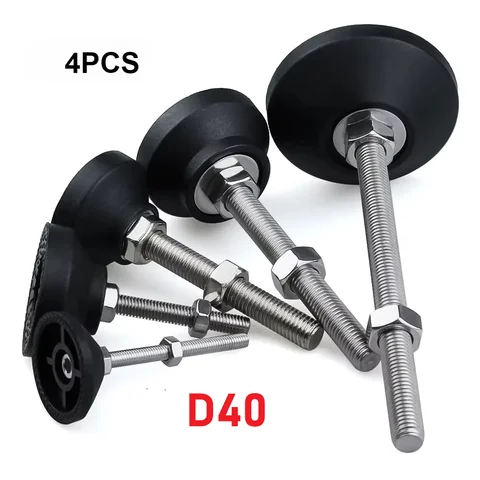 4Pcs/Lot Adjustable Lathe Leg Dia 40mm Thread Type Adjustable Levelling Feet Swivel Base Articulating Legs M5/M6/M8/M10/M12