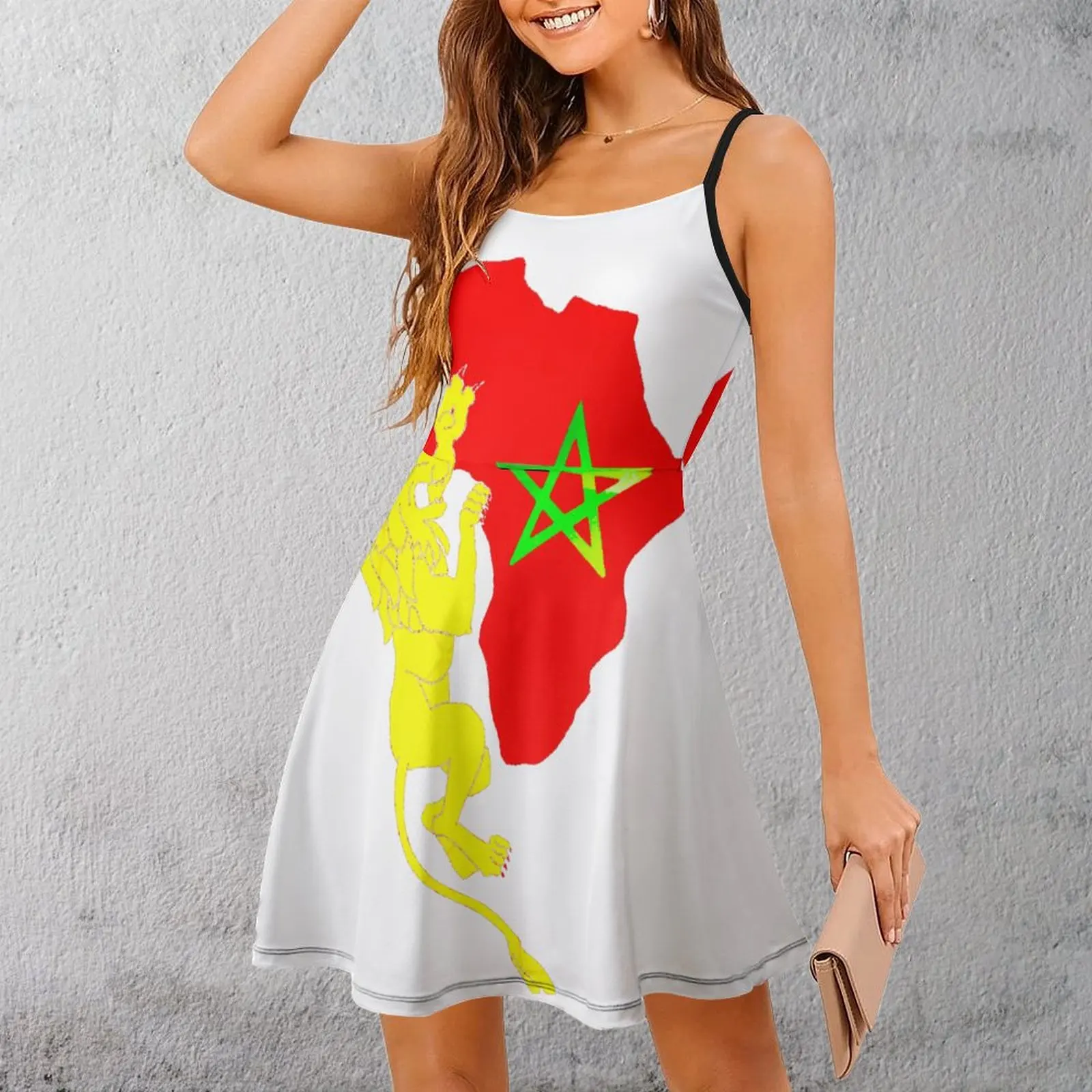 Morocco Flag Unique Exotic  Woman's Dress Women's Sling Dress Funny Novelty  Clubs Suspender Dress