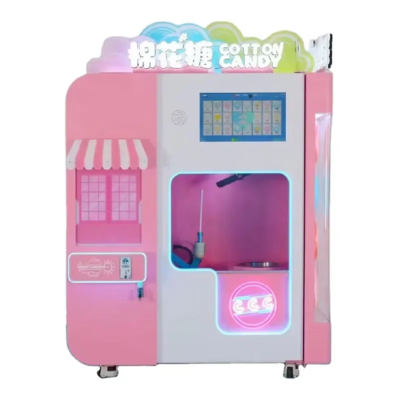 Commercial Automatic Cotton Candy Machine Flower Shape Robot Vending Maker for Kids Earn Money Full Auto Cotton Candy Maker