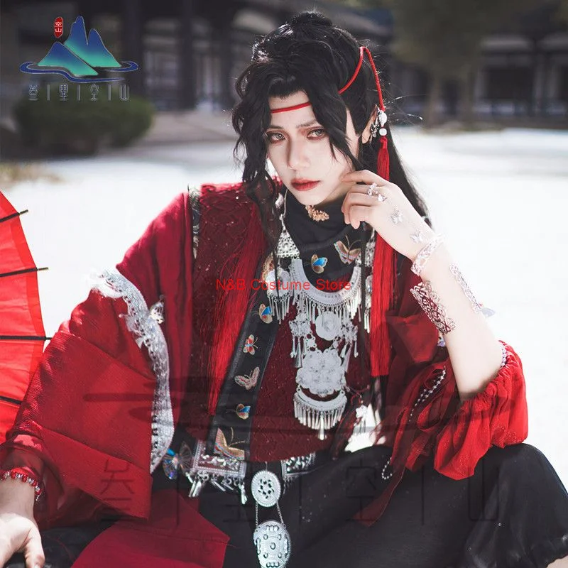 Tian Guan Ci Fu Ghost King Hua Cheng Cosplay Costume Anime Heaven Official's Blessing Red Dress TGCF Halloween Outfits