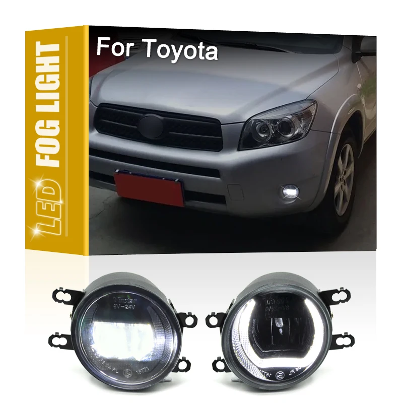 

2Pcs Front White LED Fog Lamp Assembly With DRL Daytime Running Light For Toyota RAV4 Verso Solara Avalon Highlander Matrix