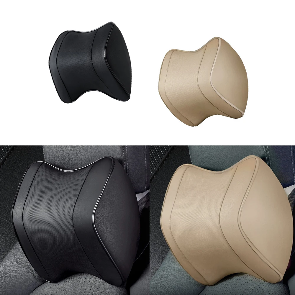 

Car Black Neck Pillow Car Headrest Pillow Leather Headrest Pillow Car Head Support Cushion Car Beige Neck Rest Car Accessories