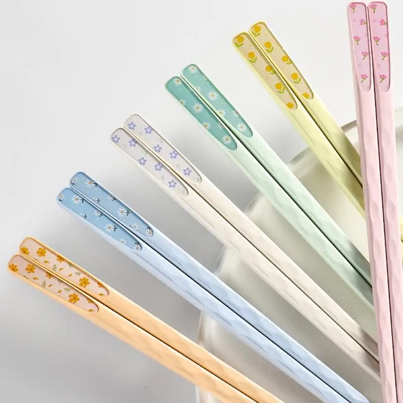 5 Pairs Colorful Fiberglass Chopsticks Reusable Non‑Slip Dishwasher Safe For Japanese Chinese Tableware Use