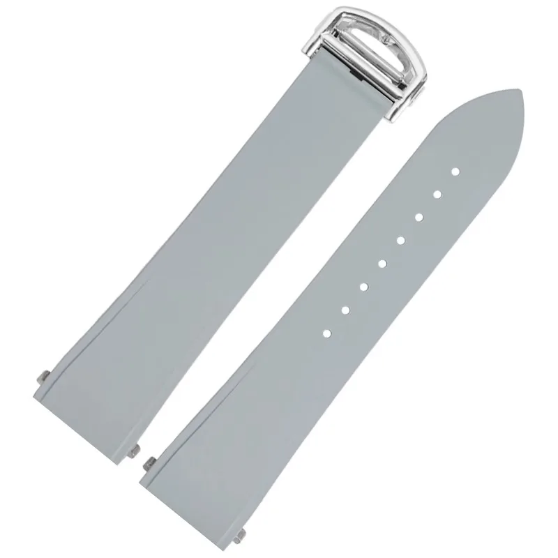 18.5mm 21mm For Cartier Santos Dumont watch chain soft fluororubber Quick release Watch strap FKM men and women VITON Watchband