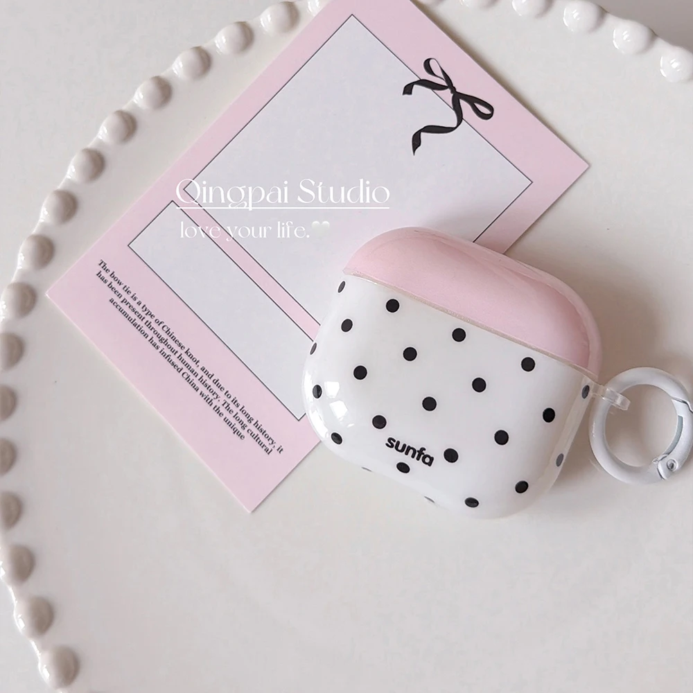 Cute Case for AirPods3 AirPods4 Pink White Polka Dot Pattern Cover for Apple AirPods Pro 1 2 3 Pro2 Wireless Earphone Case