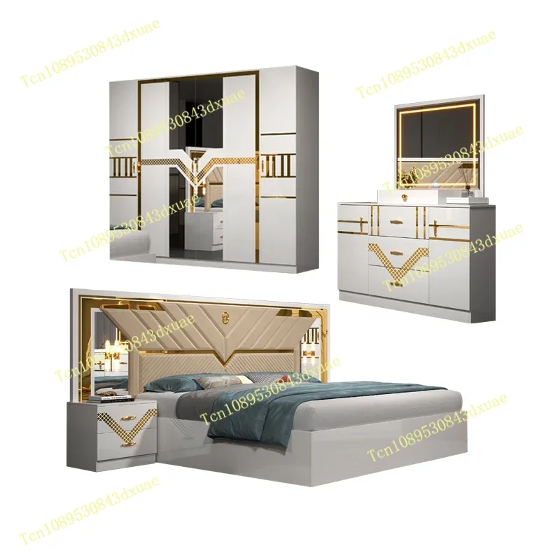 Cheap Wholesale Wooden King Bed Leather Headboard Master Room Luxury Full MDF Modern Bedroom Furniture Set