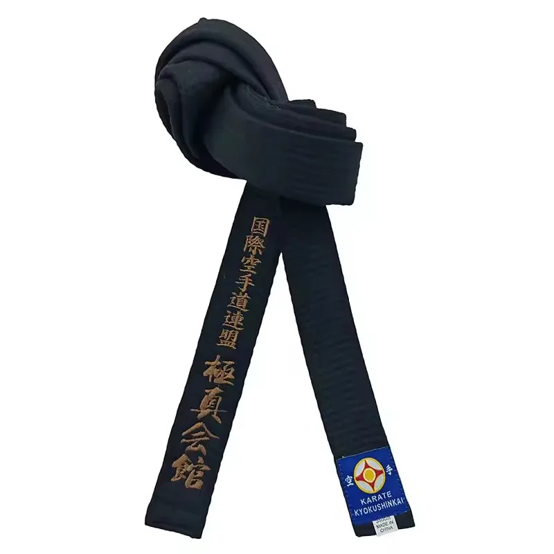 Kyokushin Karate Black Belt Embroidery Japanese Martial Arts Sports IKF Club Polyester Decorations Customized Name Width 4cm