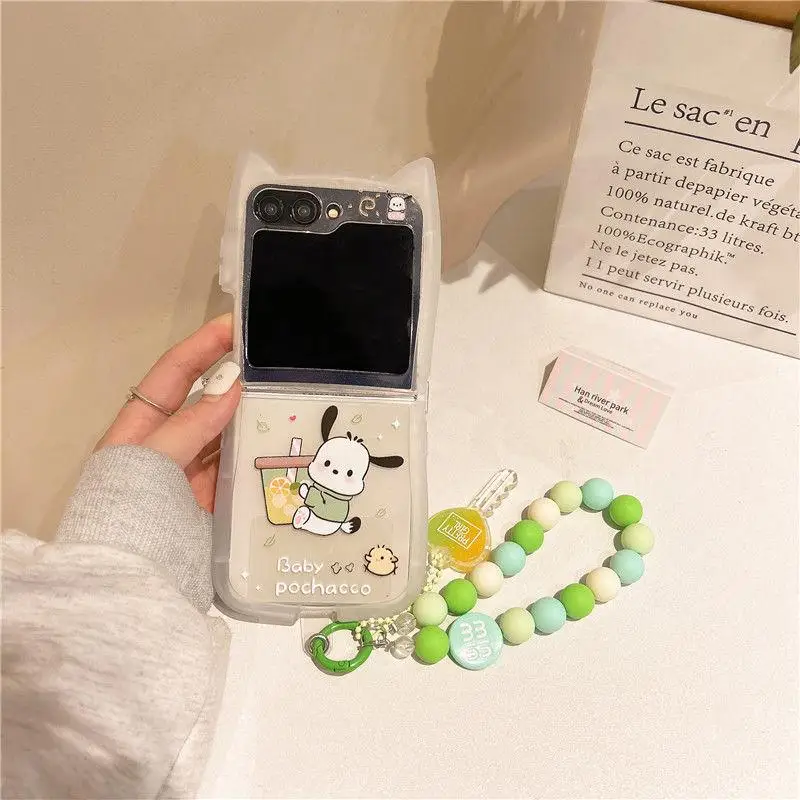 New Sanrio Pochacco Cartoon Cute Suitable for Samsung Zflip6 Phone Case Folding Screen Zflip4 5 Soft Rubber Case