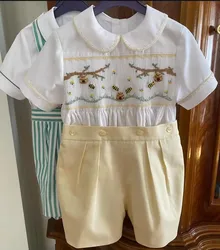 0-6Y Boy Summer Honeybee Smocked Outfit Suit for Birthday Party Photograph A89