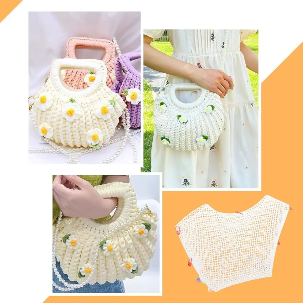 Bricolage artisanat sac en plastique grille de maille Durable sac en toile blanche feuilles sac tapis