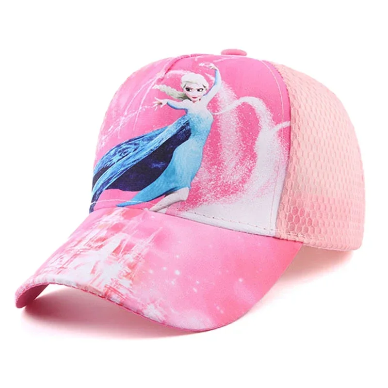 Disney Frozen Anime Summer Girls Hat Elsa Anna Baseball Cap For Children Mesh Breathable Sun Cap Kids Adjustable Hat Accessories