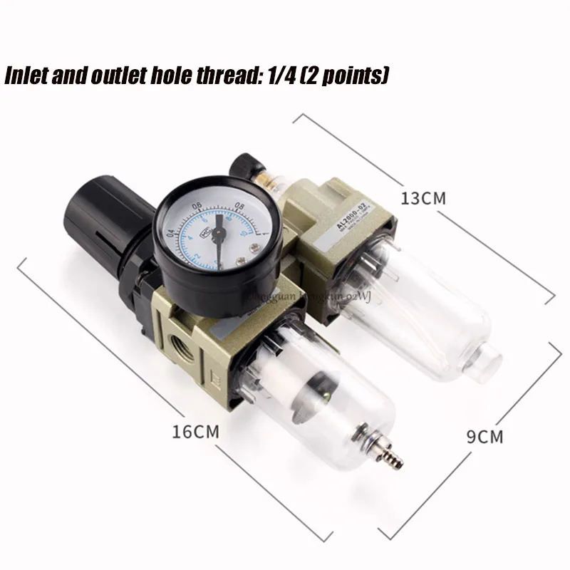 AC2010-02 Air Source Processor Dual Unit Air Pressure Regulating Valve Automatic Drainage Oil-Water Separator Filter