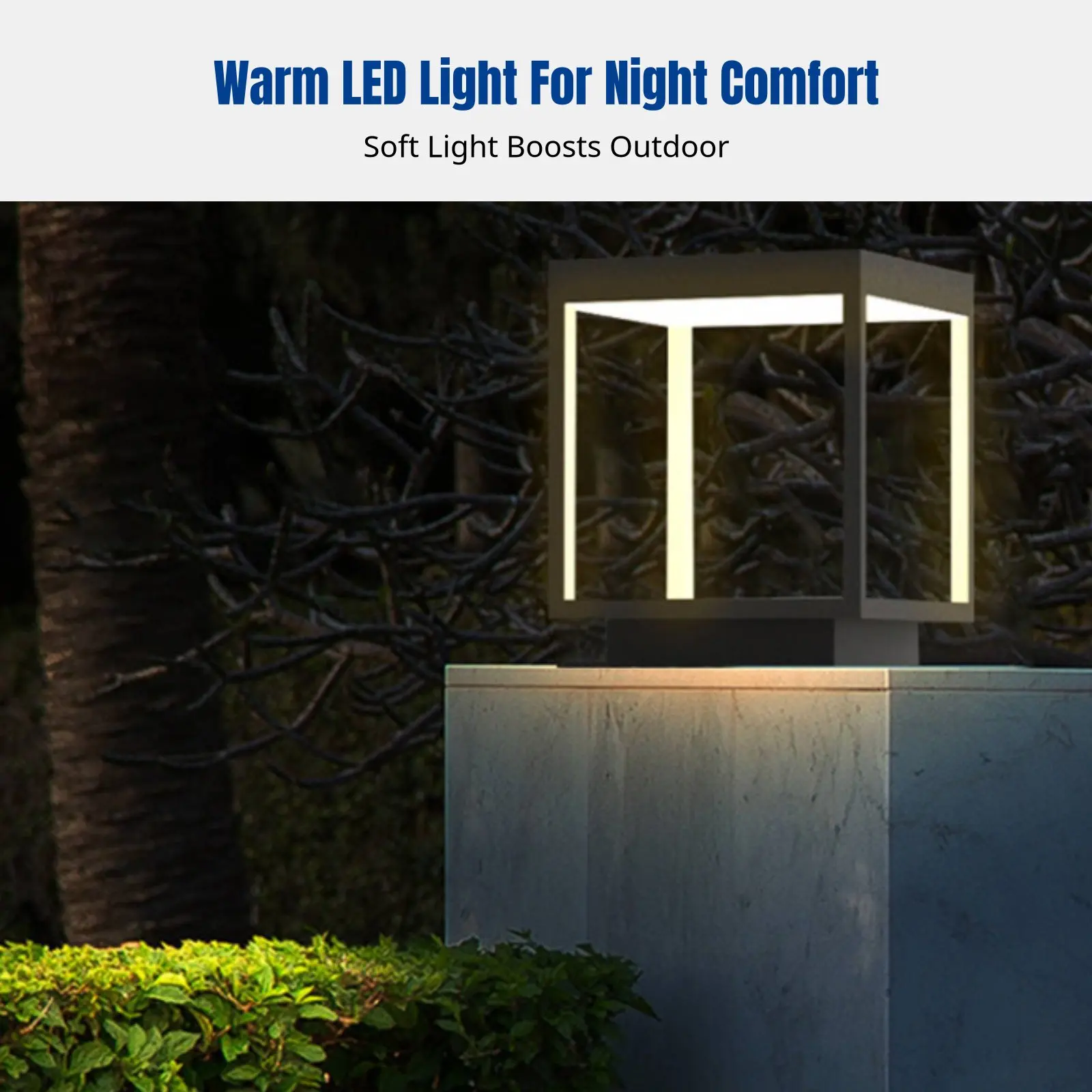 Close-up of the waterproof construction of the outdoor pillar light