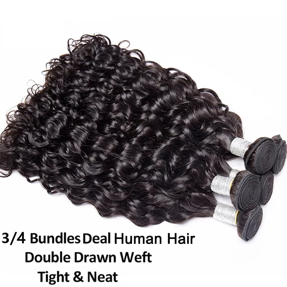 30 40 นิ้ว Deep Wave 16A Curly 100% Human Hair Bundles บราซิล 3 4 รวมกลุ่มผมวิกผมสานต่อผม Virgin Hair วิกผมดิบ