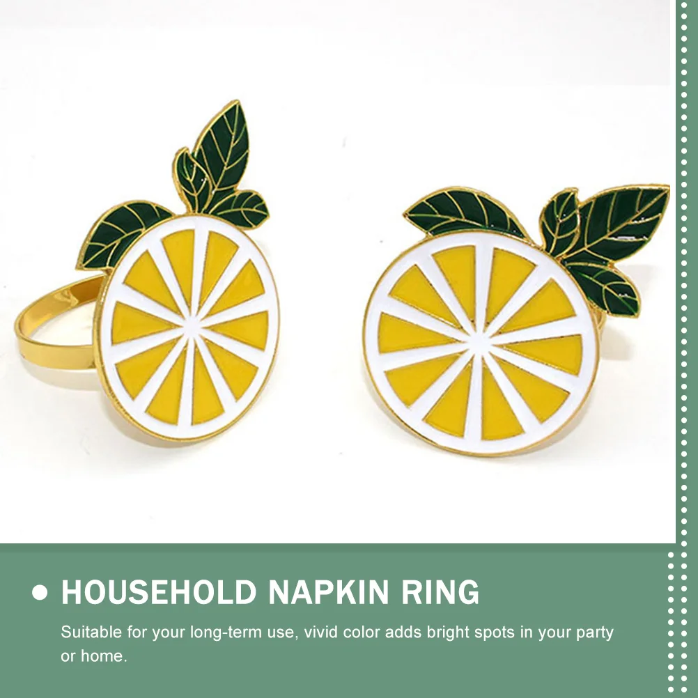 

2pcs Lemon Slice Napkin Rings Bright Color Realistic Serviette Buckle Party Supplies Home Decor Fruit Theme Wedding Accessories