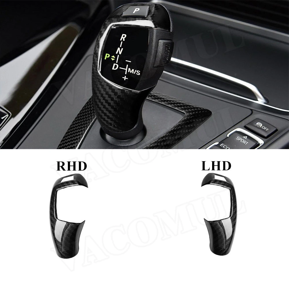 Carbon Fiber Gear Shift Knob Cover for BMW 1 2 3 4 Series F20 F30 F32 F33 F36 X3 X5 12-18 LHD/RHD