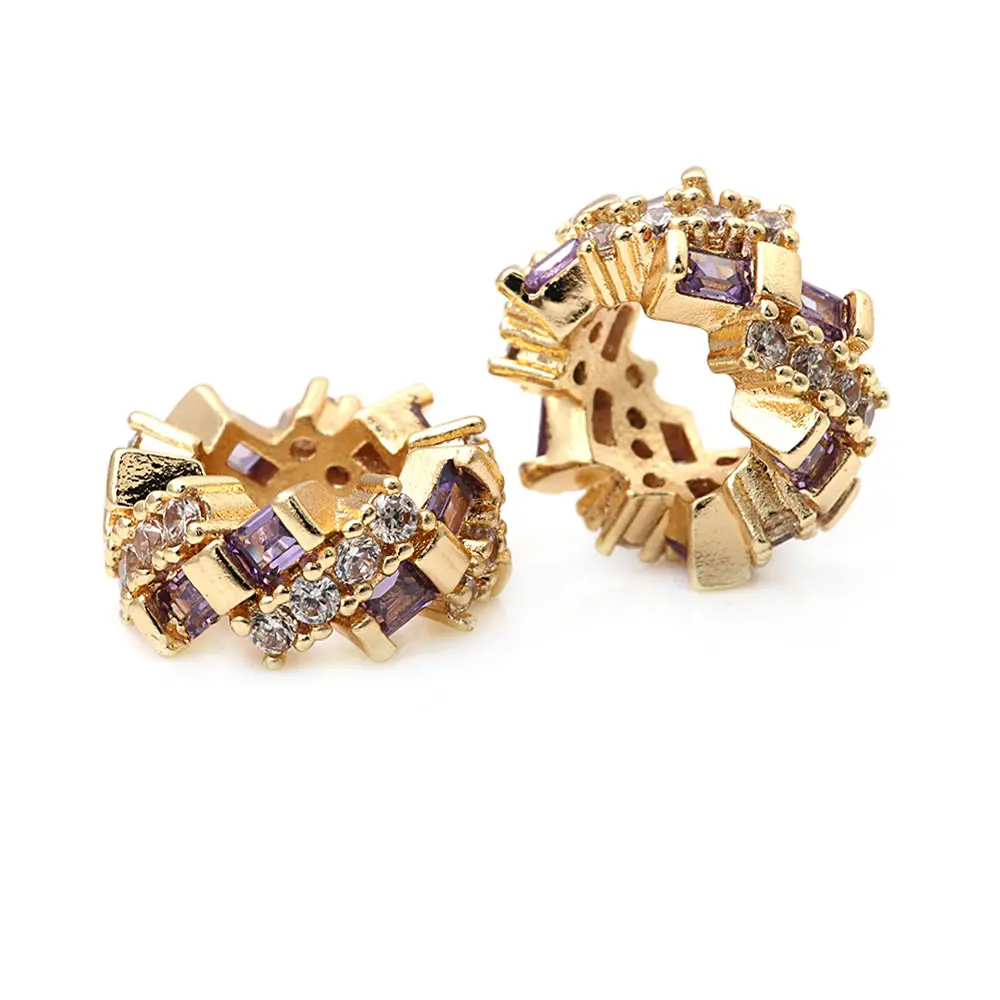 4PCS Brass Zircon Large Hole Spacer Beads Bracelets Beads High Quality Diy Jewelry Accessories Making Rosediy official-website