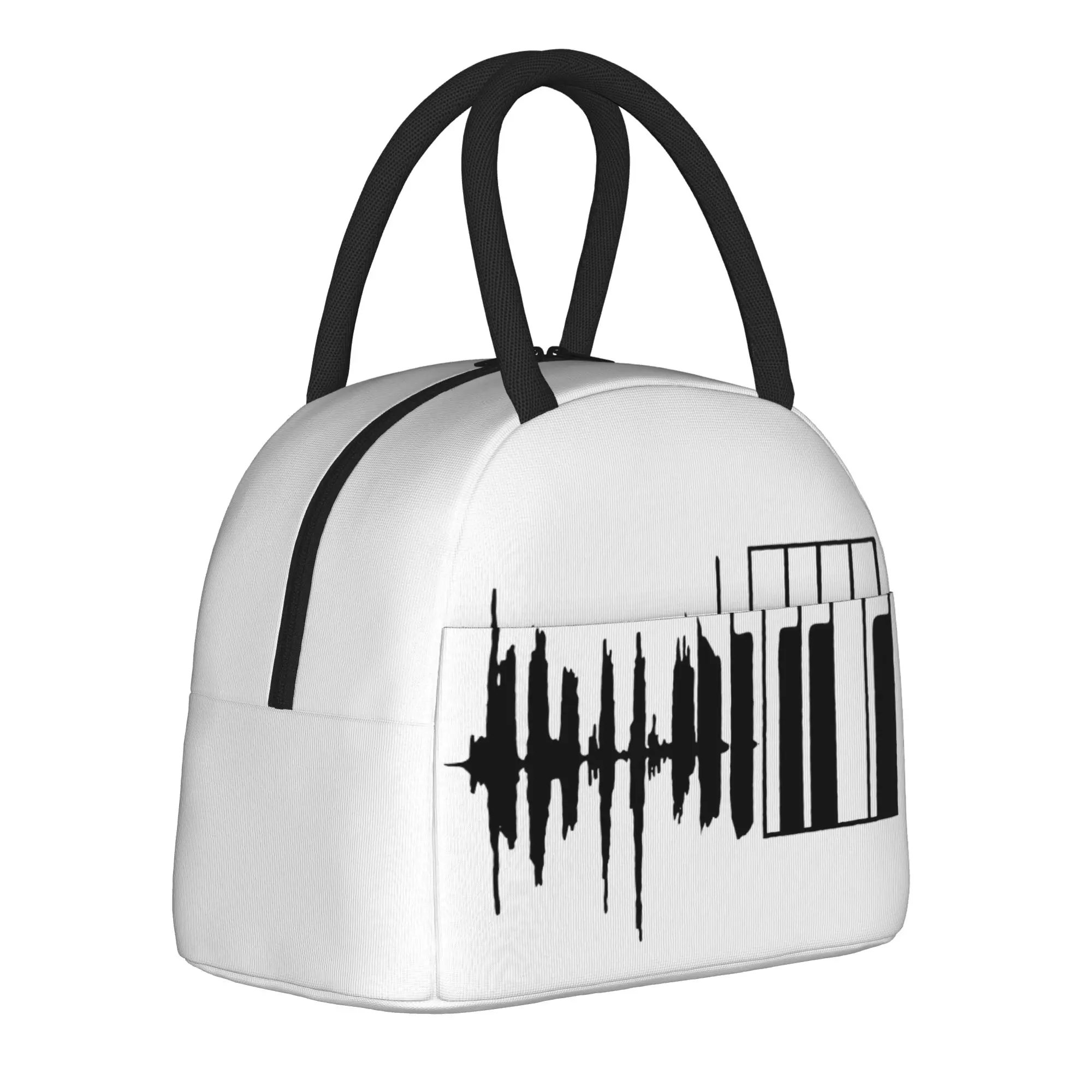 Piano Keyboard Tee Shrit Music Insulated Lunch Bag Portable  Lunch Container Cooler Bag Tote Lunch Box Beach  Outdoor Girl Boy