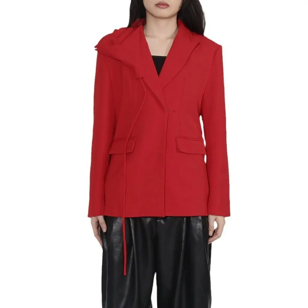 

Women's Casual Blazer High-End Autumn Fashion Splicing Stereo Flower Silhouette Straight Jacket New