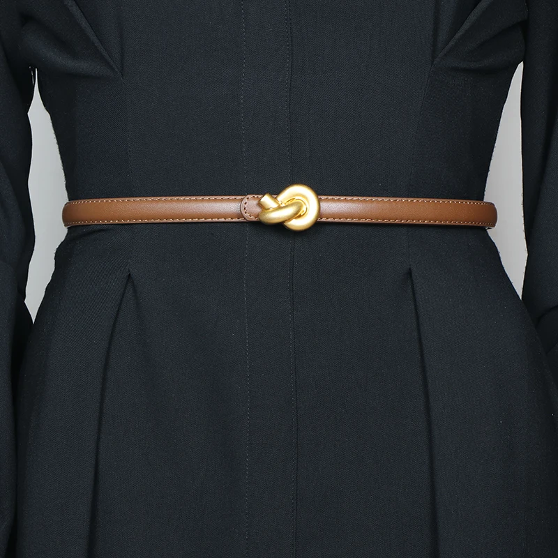 Neue Echtes Leder Frauen Mode Gürtel Hohe Qualität Metall Knoten Schnalle Bund Kummerbund Für Kleid Jeans – Detail 20