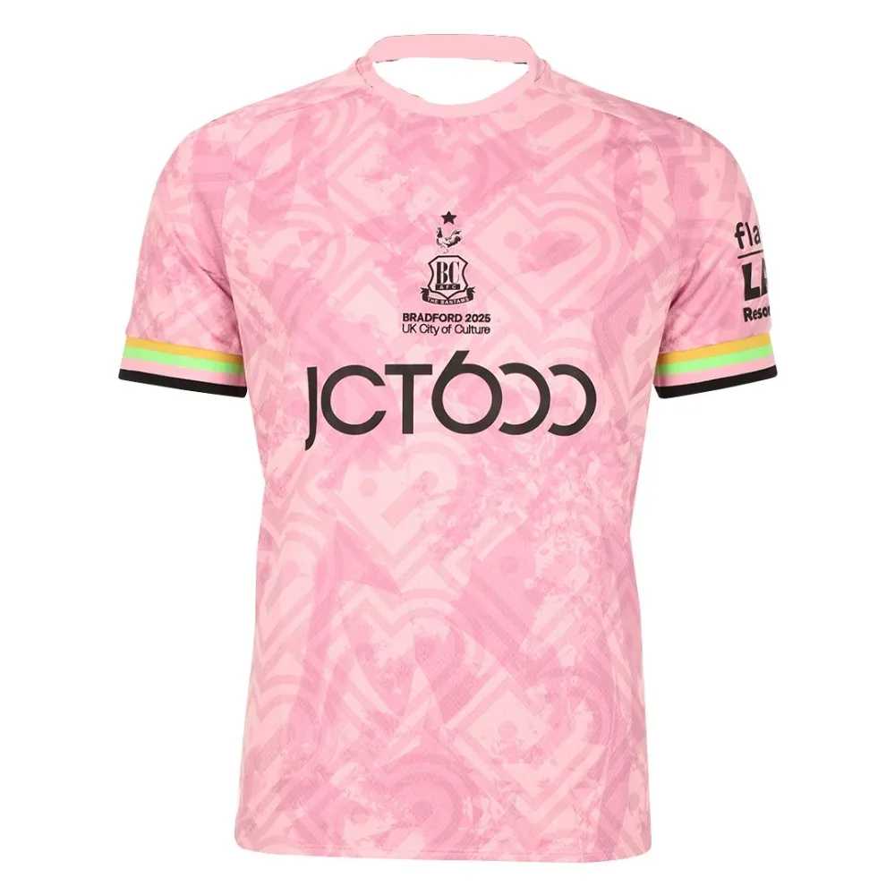 25-26 تي شيرت مريح مطبوع ثلاثي الأبعاد برادفورد سيتي AFC Home and Away Footbool جيرسي تي شيرت نفس الكبار والأطفال #1