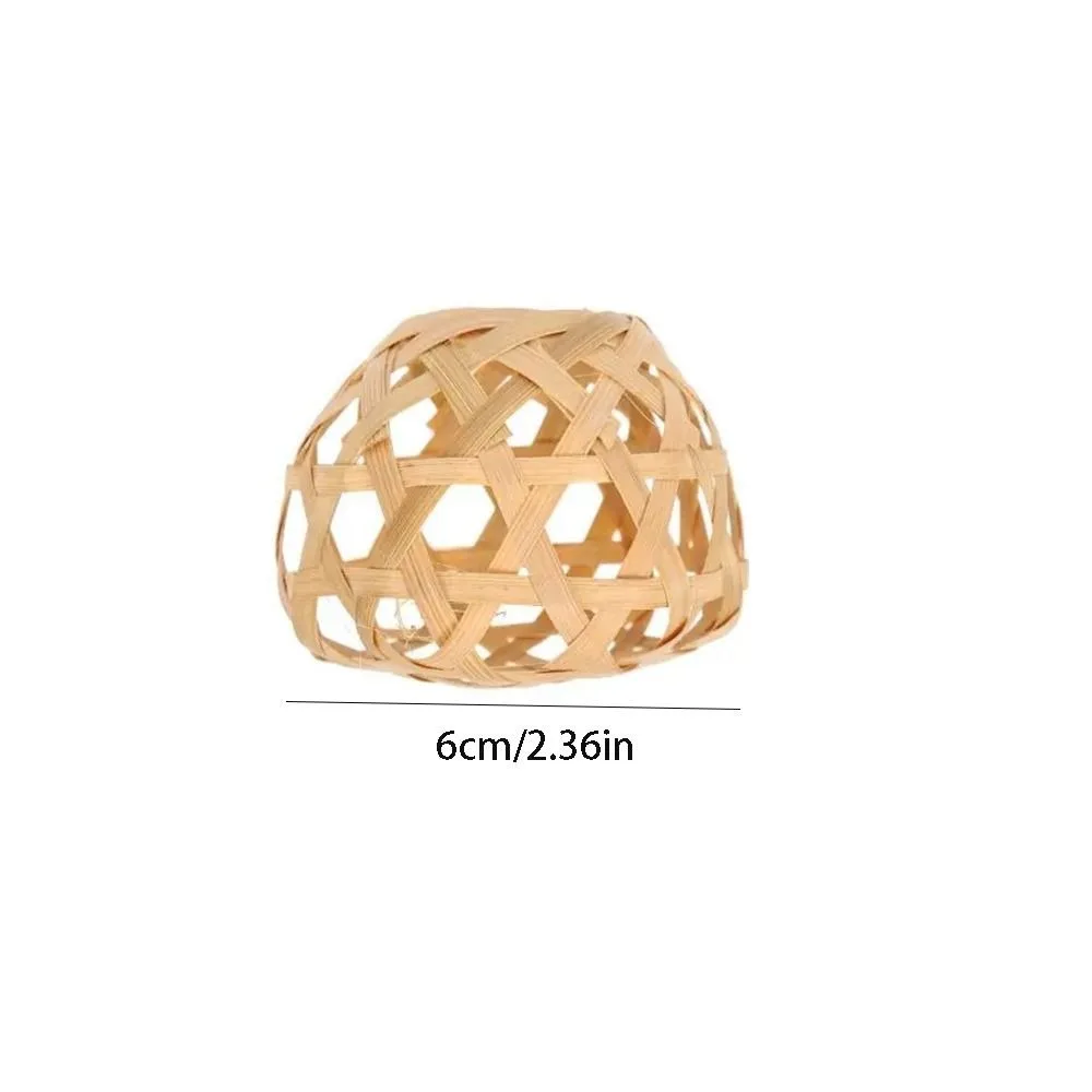 

Bamboo Cage Woven Bamboo Lamp Shade Small Hexagonal Eyes Bulb Lampshades Hanging Vintage Chandelier Cover Home Hotel