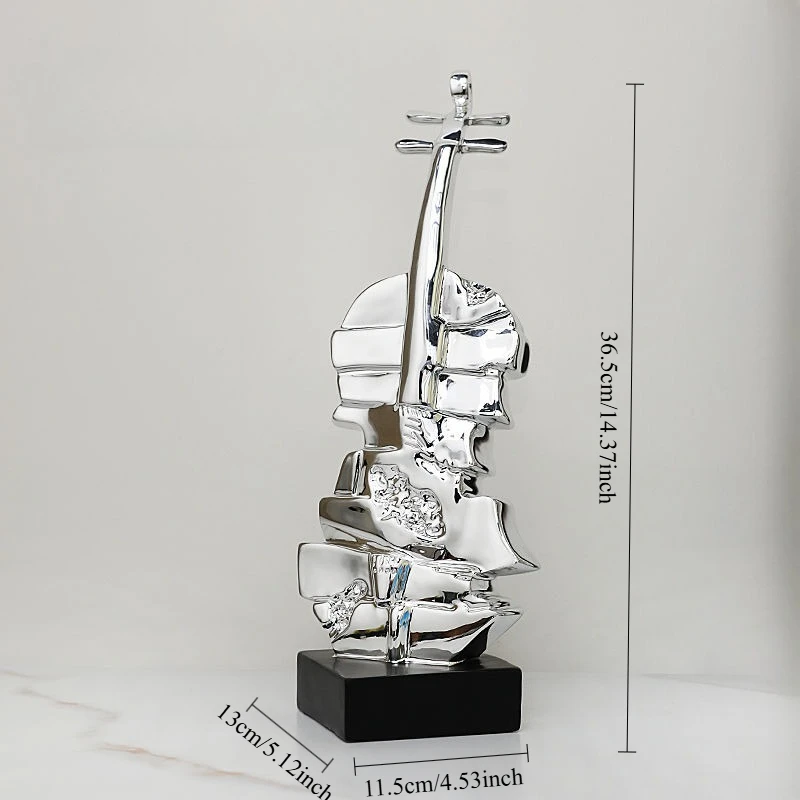 Violin Sculpture, Elegant Resin Violin Statue for Home Decor, Luxury Office Desk Ornaments Creative Musical Art for Home Display - view 4