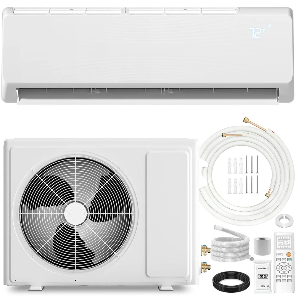 18000 BTU Mini Split AC & Heat Pump 230V Wall Mount Ductless Inverter 19 SEER2 Ultra Quiet 1250 Sq Ft, Custom