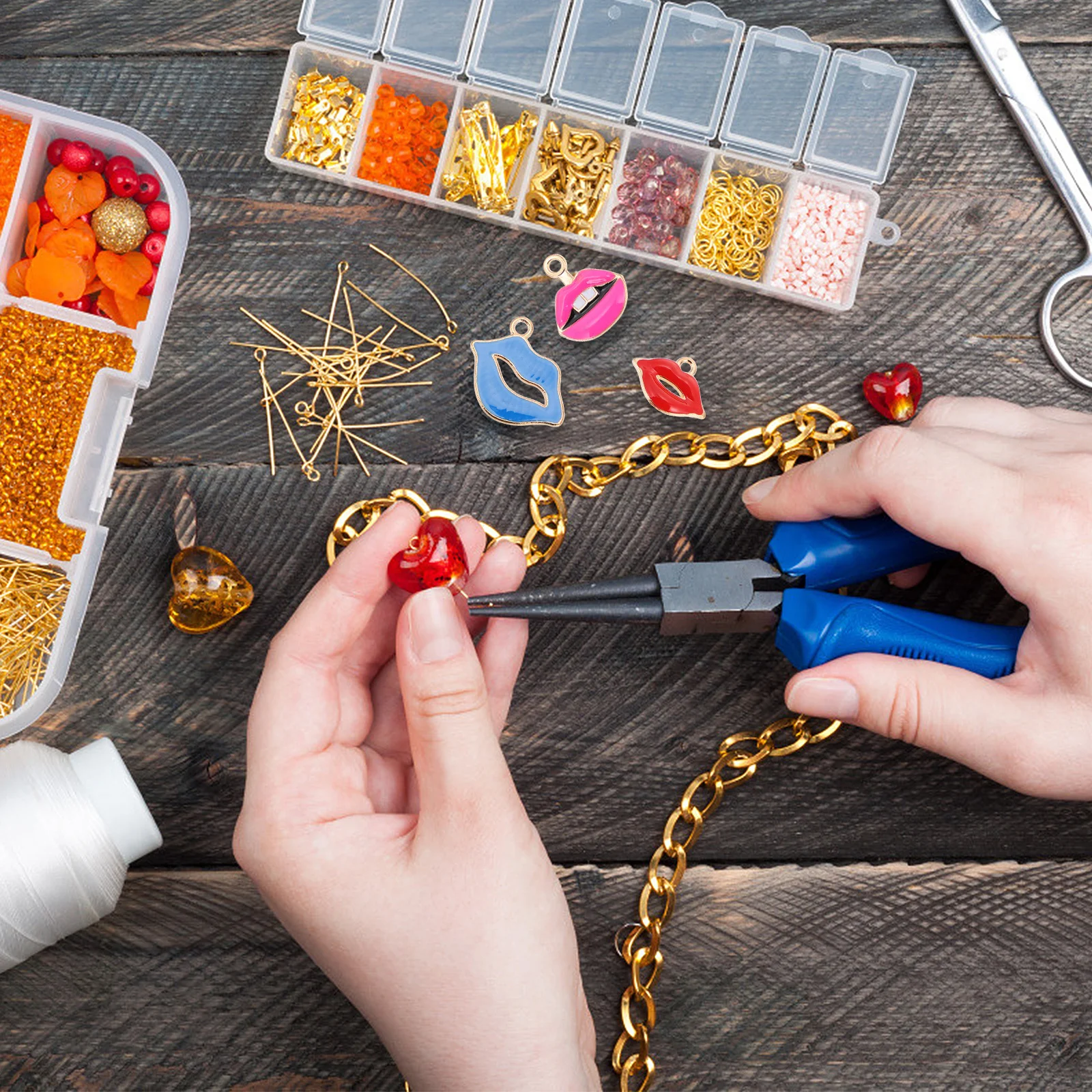 

30Pcs Lip Shape Charms Metal Pendant Necklace Bracelet Earring Jewelry Making Accessories Exquisite Craft Lip Charm