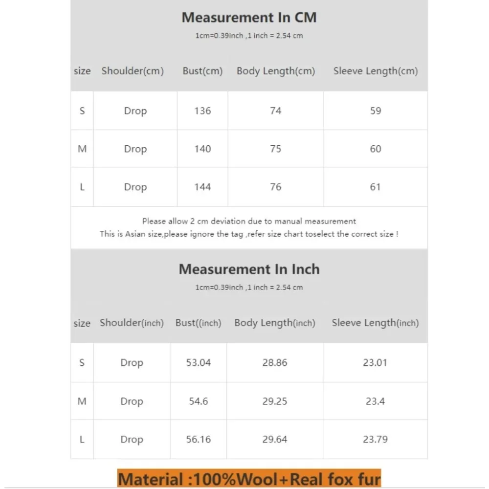2024 الخريف الشتاء جديد مزدوجة الصدر معطف الصوف الإناث معطف الصوف كيب ريال فوكس معطف الفرو القوس الوجهين معطف من قماش الكشمير النساء