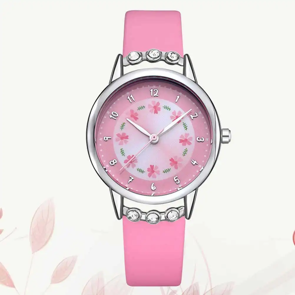 Kids Waterproof Cartoon Quartz Watch Pink Adjustable Band Precise Timekeeping Comfortable Wrist Fashion Kids Watch