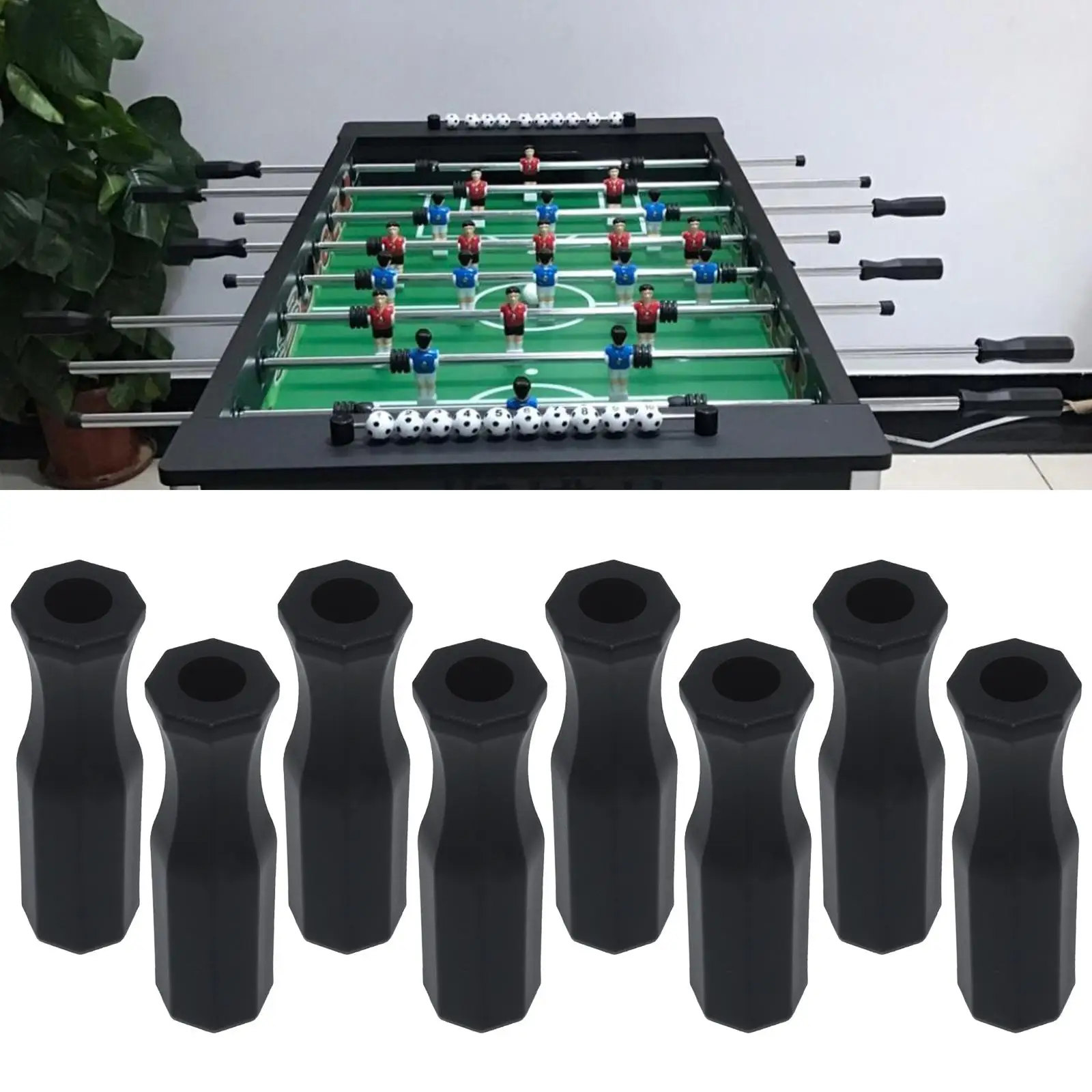 8 Pcs Foosball Handle Grips 5/8 inch Foosball Rods Black Replacement