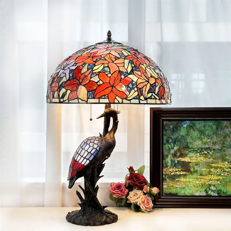 [Lily] 22 inches, retro classic all copper, red living room, large table lamp floor lamp