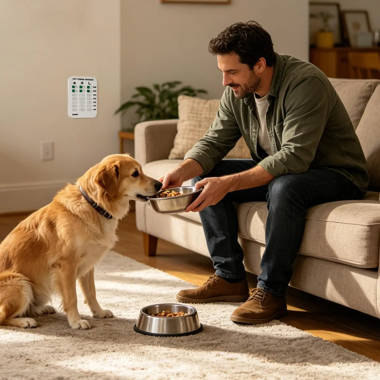 Pet Feeding Reminder AM/PM Easy Slider Prevent Overfeeding Daily Reminder Dog Fed Sign For Breakfast Dinner Walking Training