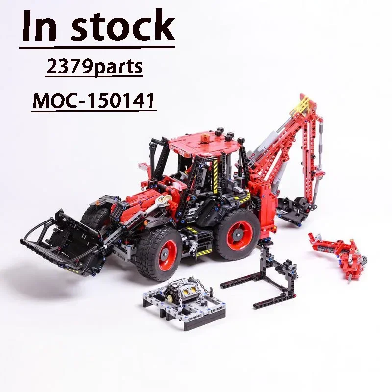 MOC-150141 Backhoe Loader Rough Terrain Crane C Type Assembly Cityexcavator Building Block Model2379 Parts Kids Birthday Toygift