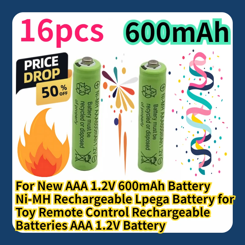 For New AAA 1.2V 600mAh Battery Ni-MH Rechargeable Lpega Battery for Toy Remote Control Rechargeable