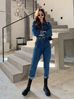 Women One Piece Long Sleeve Loose Fit Denim Jumpsuit Boyfriend Style Autumn Cargo Pants Casual Streetwear Pockets Jean Jumpsuits - Image 4