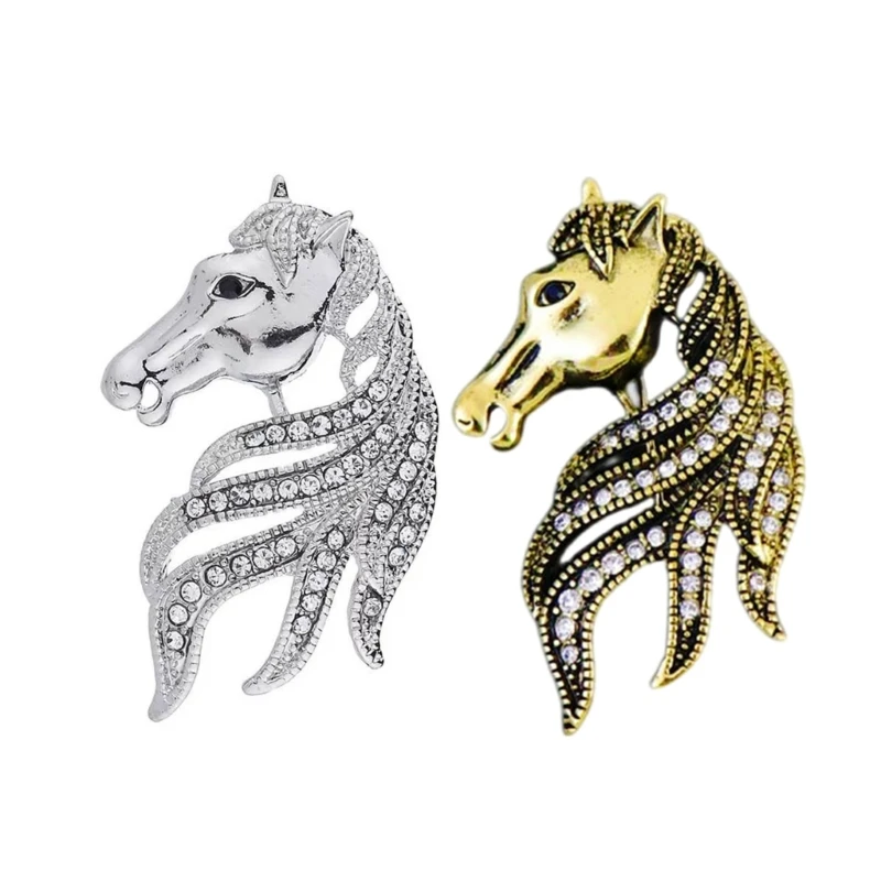 C1FC تصميم رأس الحصان المعقد بروش النيكل مجانا دبوس دبوس متعدد الاستخدامات لهجة خزانة الملابس #2