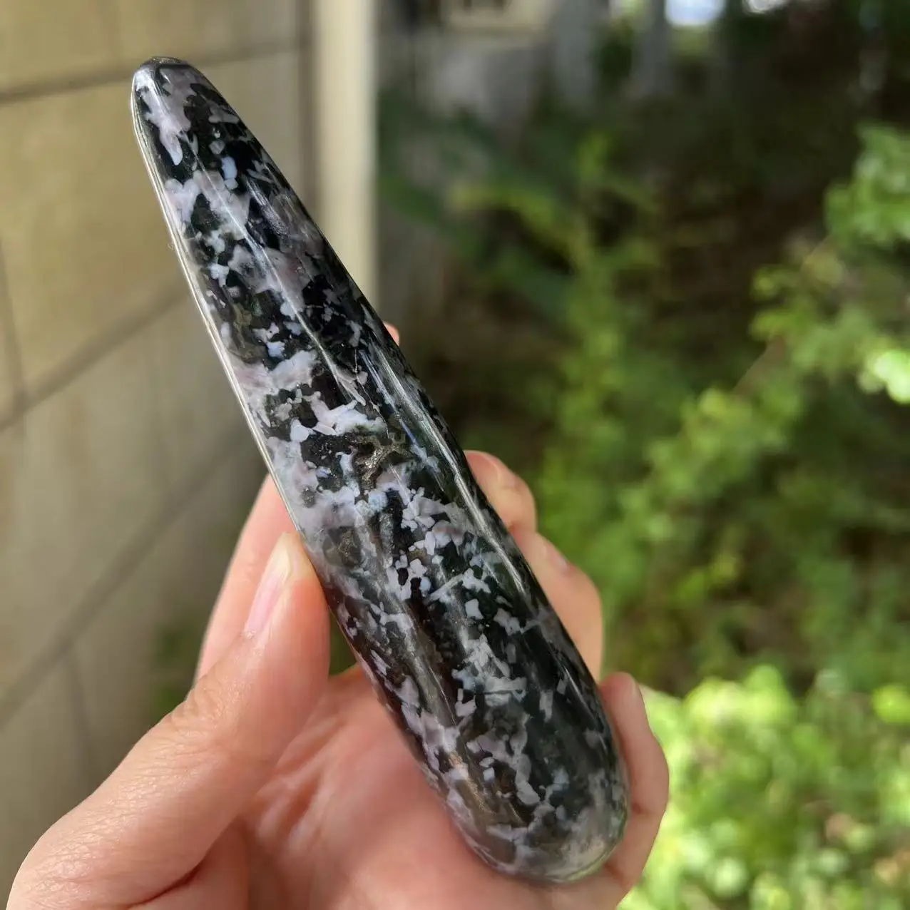 185g 13.2cm Natural Gabbro Massage Wand Quartz Crystal Reiki Feng Shui Home Decoration For Healing Polished Gemstones