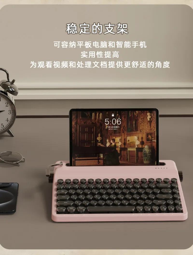 QL75 آلة كاتبة لوحة المفاتيح الميكانيكية بلوتوث اللاسلكية ثلاثة أوضاع RGB مبادلة ساخنة مكتب إبداعي قديم #3