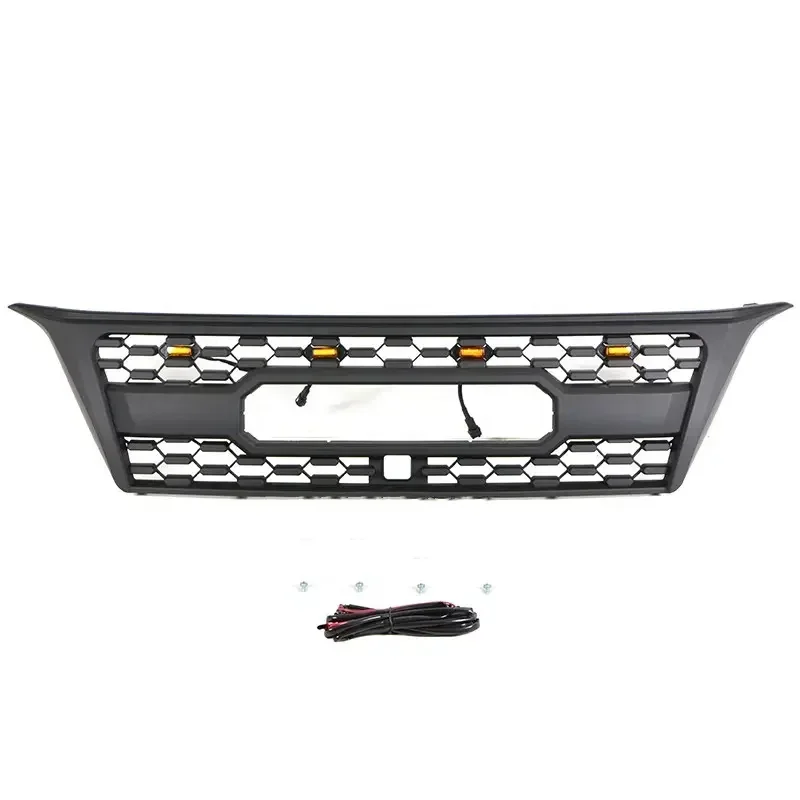 Car Front Bumper Grid Parrilla Black ABS Grille Radiator Grill Cover With 4 LED Lights Fit For 2010-2013 Lexus GX470 570 Harrie