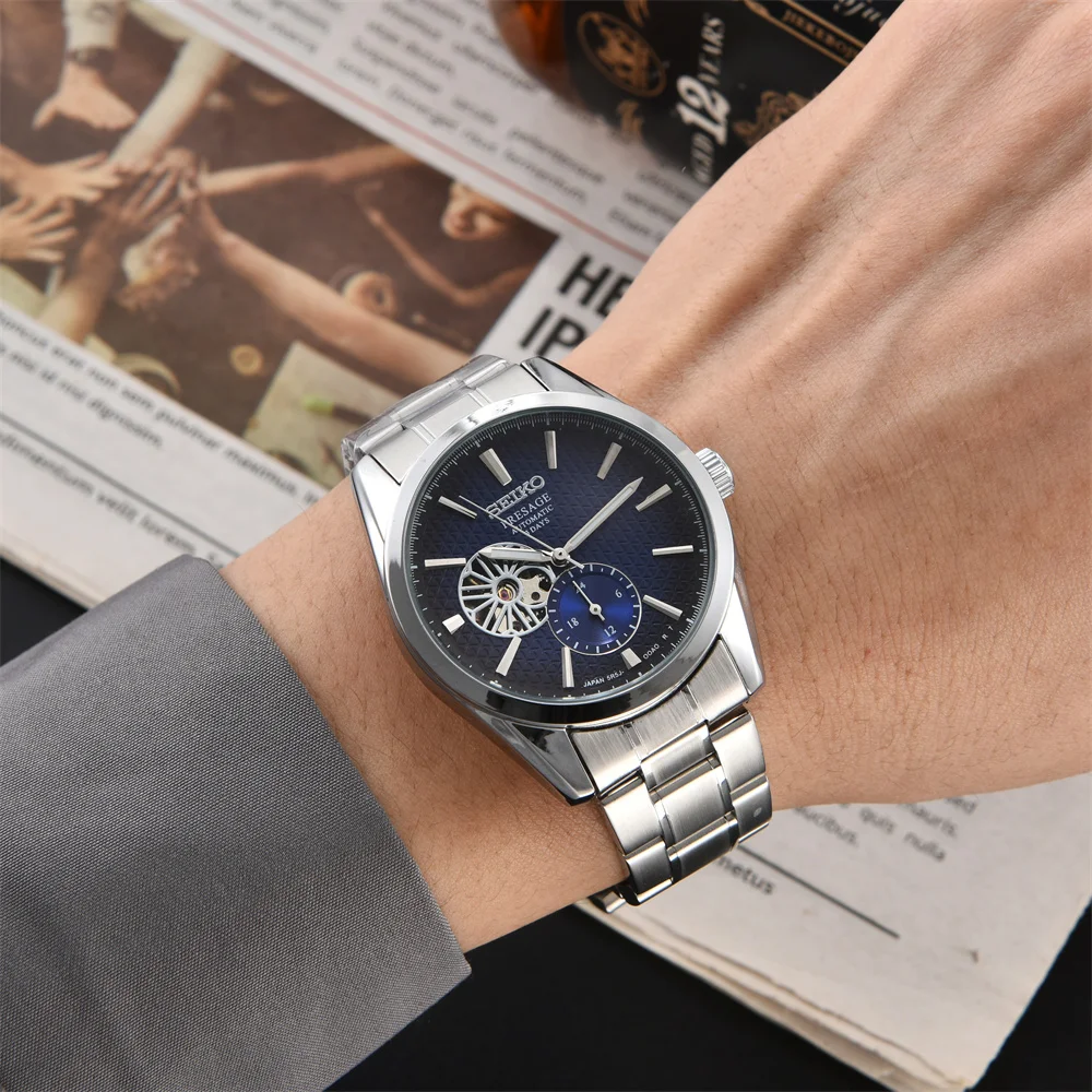 ساعة ميكانيكية للرجال من Seiko ، ساعة عمل بسيطة ، طراز Boss ، ساعة أوتوماتيكية عالية الجودة AAA ، تأتي مع صندوق أصلي ، Plus 13 EUR