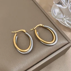 Flashbuy Trend Stainless Steel Golden Twist Hoop Earrings For Women Party Jewelry Teen Gift