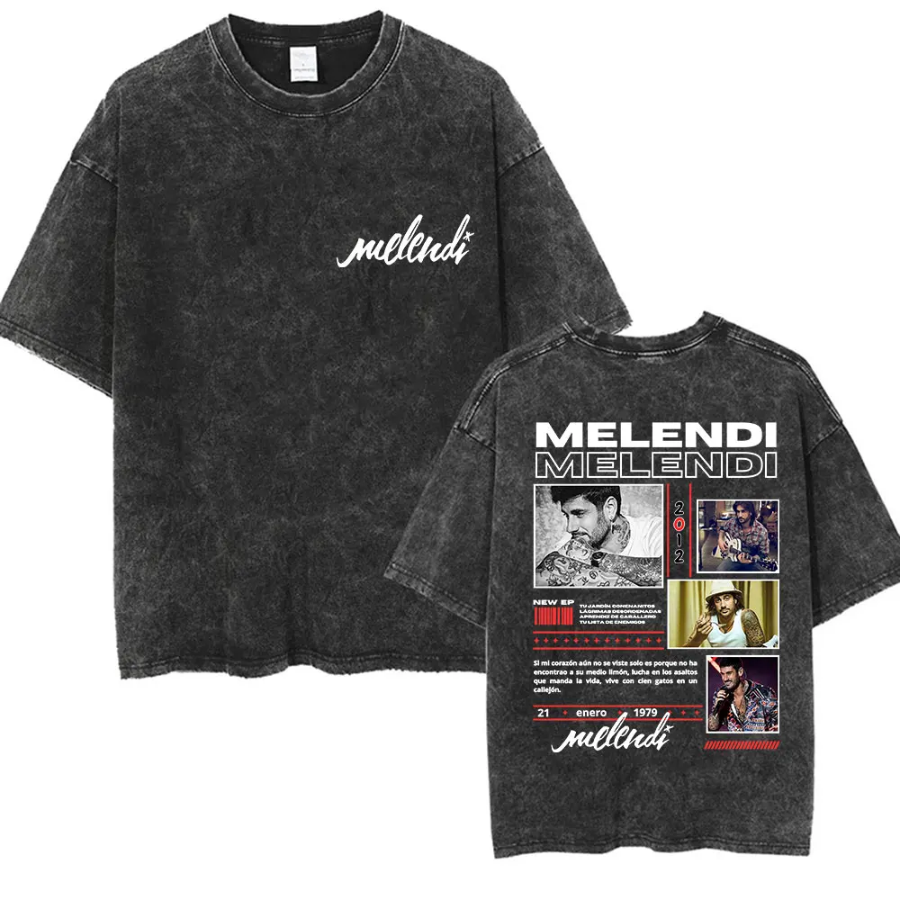 

Melendi 2025 Pop Music Graphics T Shirt Mens Vintage Washed Casual Streetwear High Quality Harajuku RetroT Shirts Oversized Tops